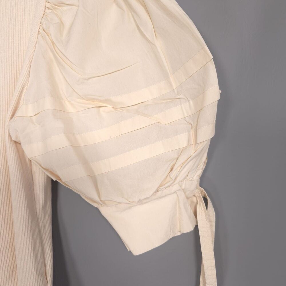 ULLA JOHNSON Iman Top Size P Cream Cotton Poplin Rib Knit Short‎ Puff Sleeves XS - Picture 9 of 16